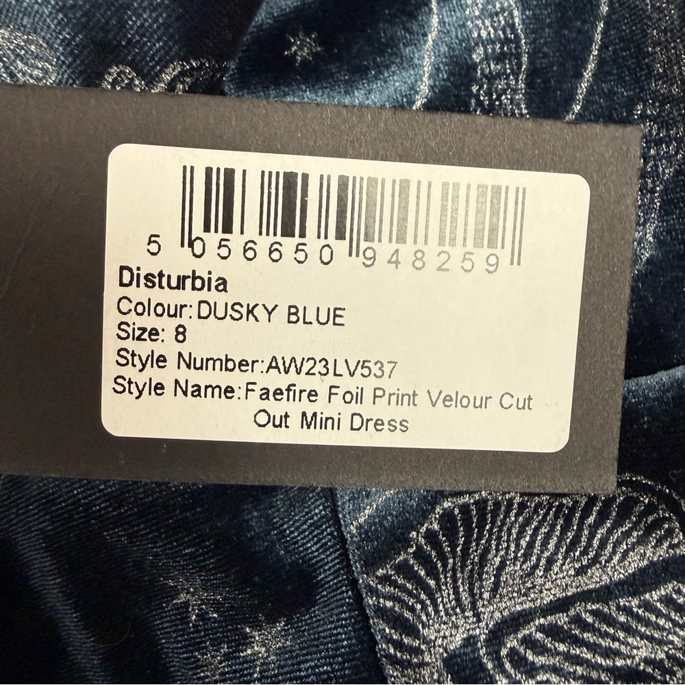 Disturbia Faefire Foil Print Velour Cut Out Mini
Dress Dusky Blue Mushroom Print - Picture 13 of 14